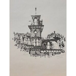 Roger Bush 1982 Signed Numbered 82/100 Victorian House Art Print 12"x9.5"